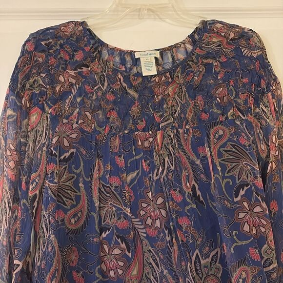 Sundance Indigo Floral Paisley Sheer Blouse - Picture 4 of 6